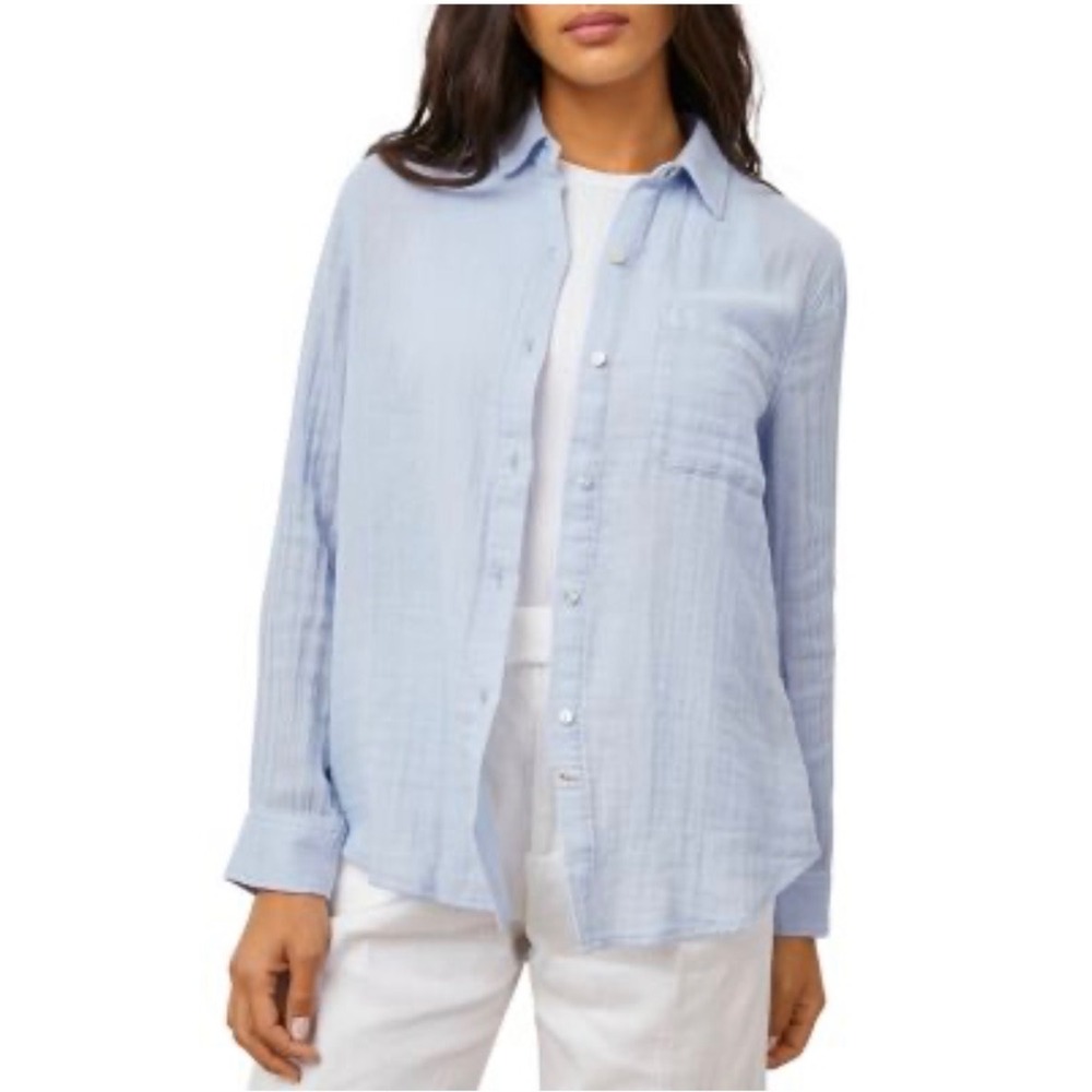 Rails Ellis Cotton Gauze Button Down Shirt Womens Small Bluebell Light Blue